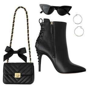 Alexandra Neel 326 Black Leather Heeled Boots EU 37 Made in Italy in GUC